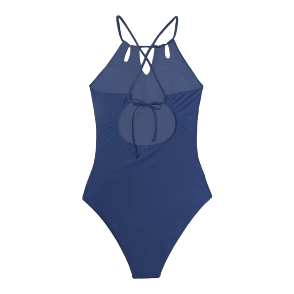Cupshe Women Halter Lace Up Back Swimwear Blue - Picture 4 of 5